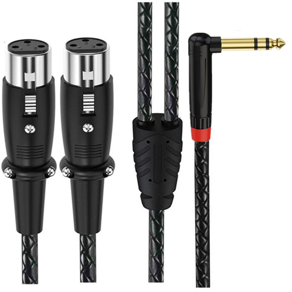 Braided 6.35mm TRS stereo to dual XLR female audio breakout cable