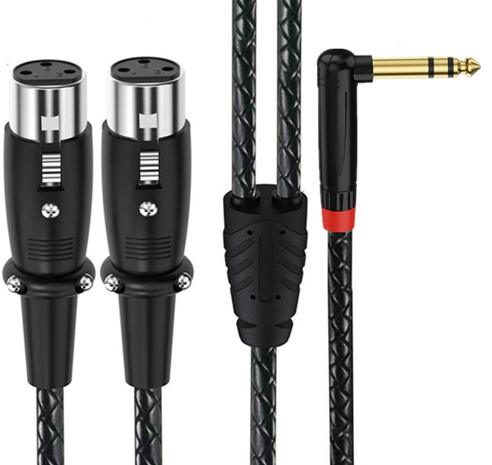 Braided 6.35mm TRS stereo to dual XLR female audio breakout cable