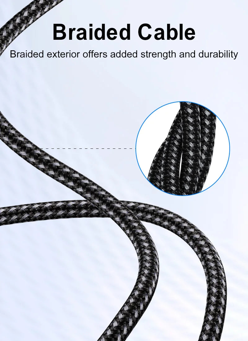 Durable braided USB-C charging cable with alloy connectors
