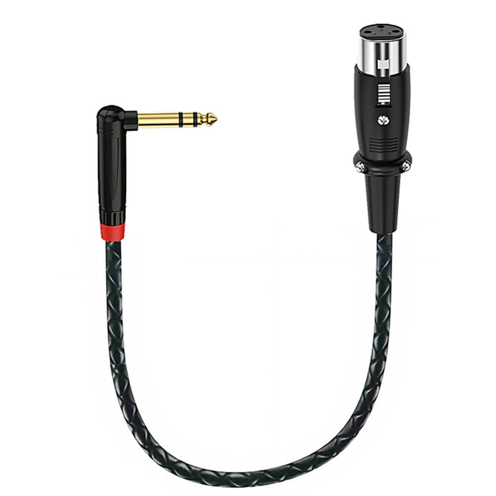 Braided XLR female to angled quarter-inch TRS male professional audio cable