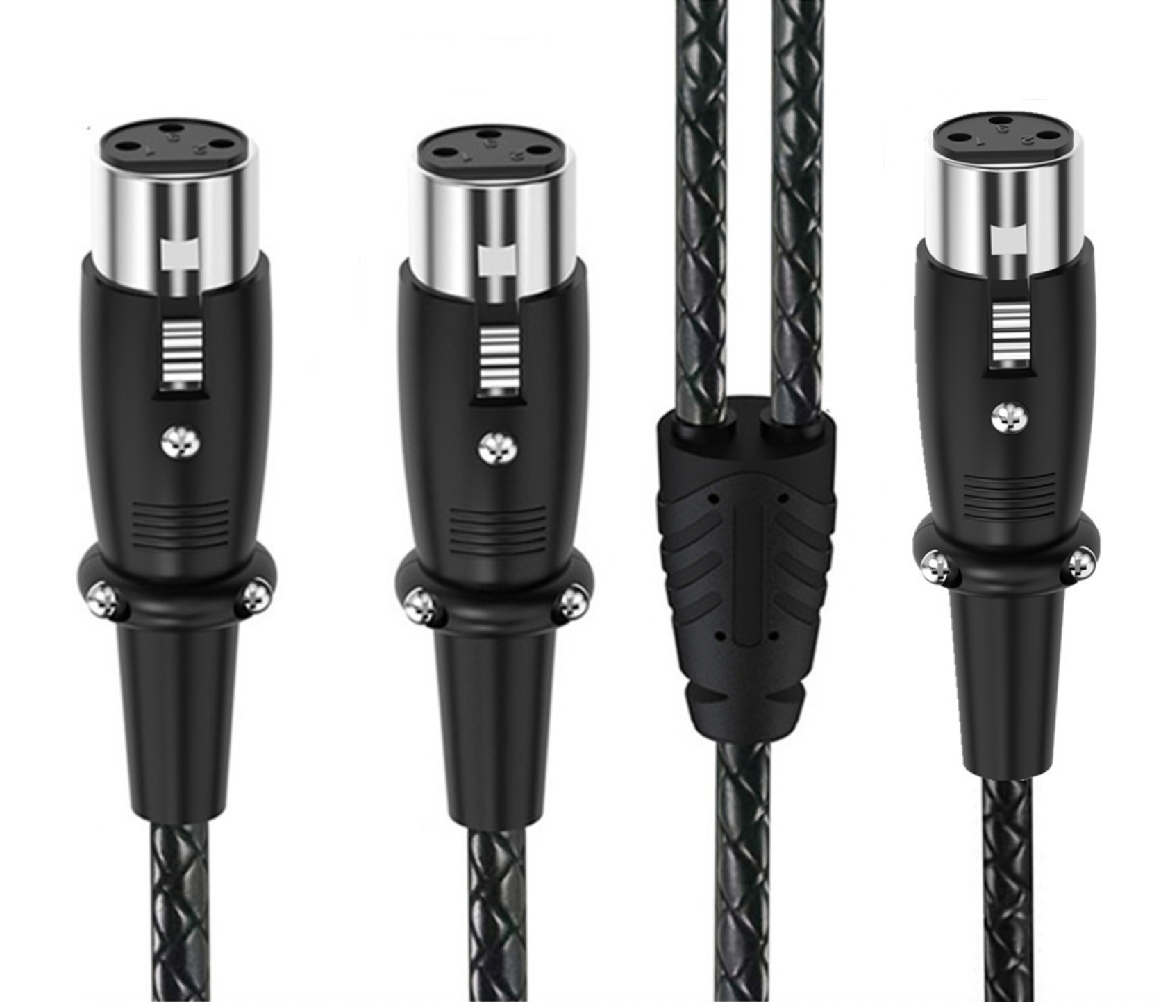 XLR Splitter Cable, 3 Pin 1 Female to 2 Female Y Adapter, Balanced Microphone Audio Connector 0.5m