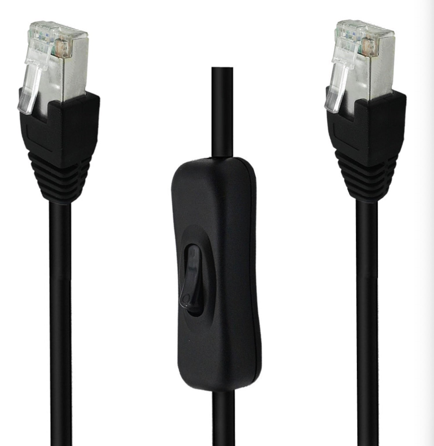 Cat6 RJ45 Ethernet cable with integrated inline on off network switch