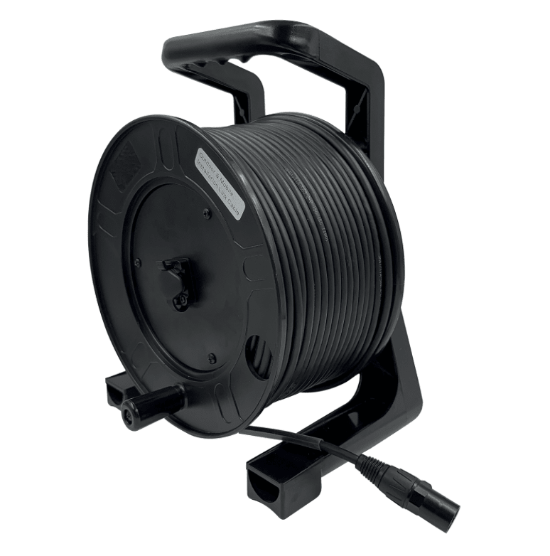 Rugged CAT.6A S/FTP PUR cable reel with etherCON connector carrier
