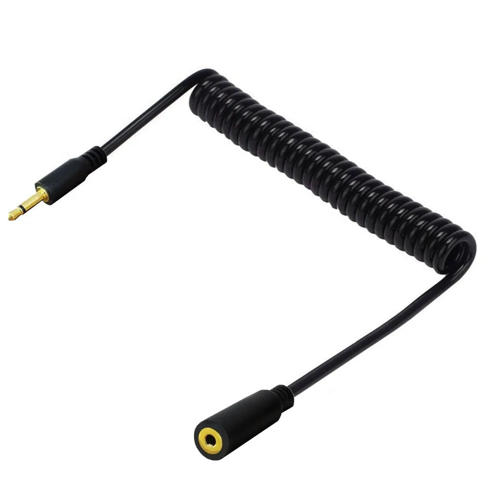 Coiled 2.5mm mini mono extension cable for portable audio setups