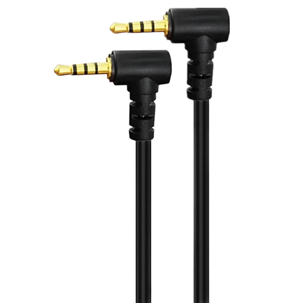 Coiled 2.5mm TRRS angled audio cable with microphone support