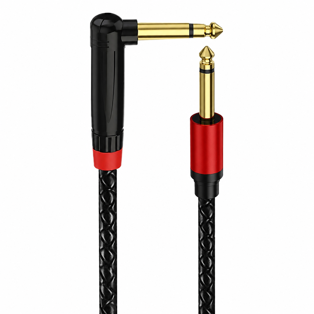 6.35mm Mono Guitar Instrument Cable Right Angle to Straight 1/4 Inch TS Audio Cable Gold Plated