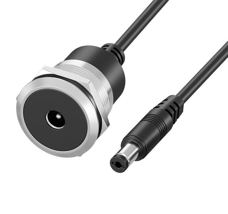 Silver DC 5.5x2.1mm waterproof panel mount power cable