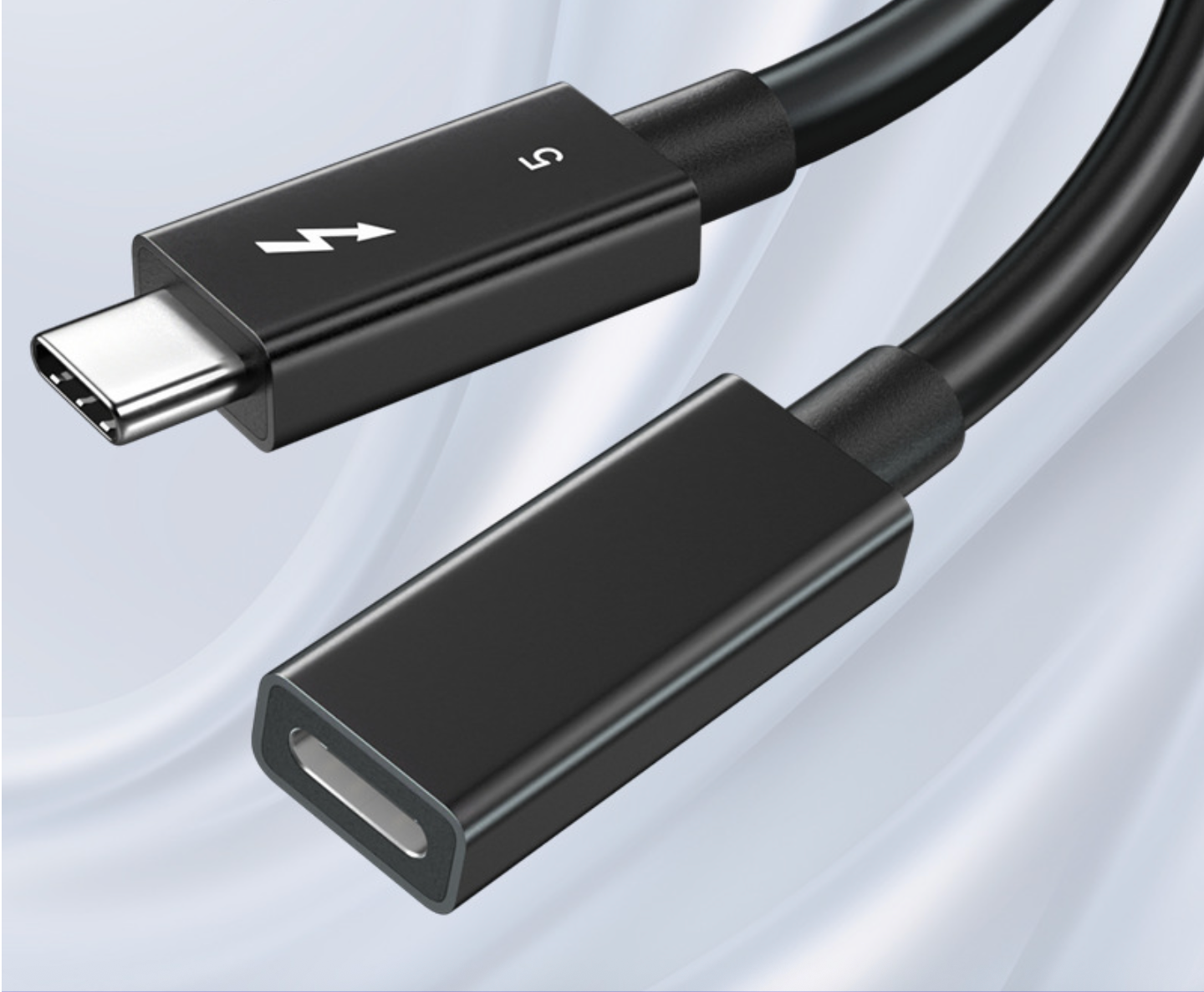 Thunderbolt 5 Extension Cable Male to Female 80Gbps High-Speed PD 240W Type-C Coaxial Full-Function Docking Support