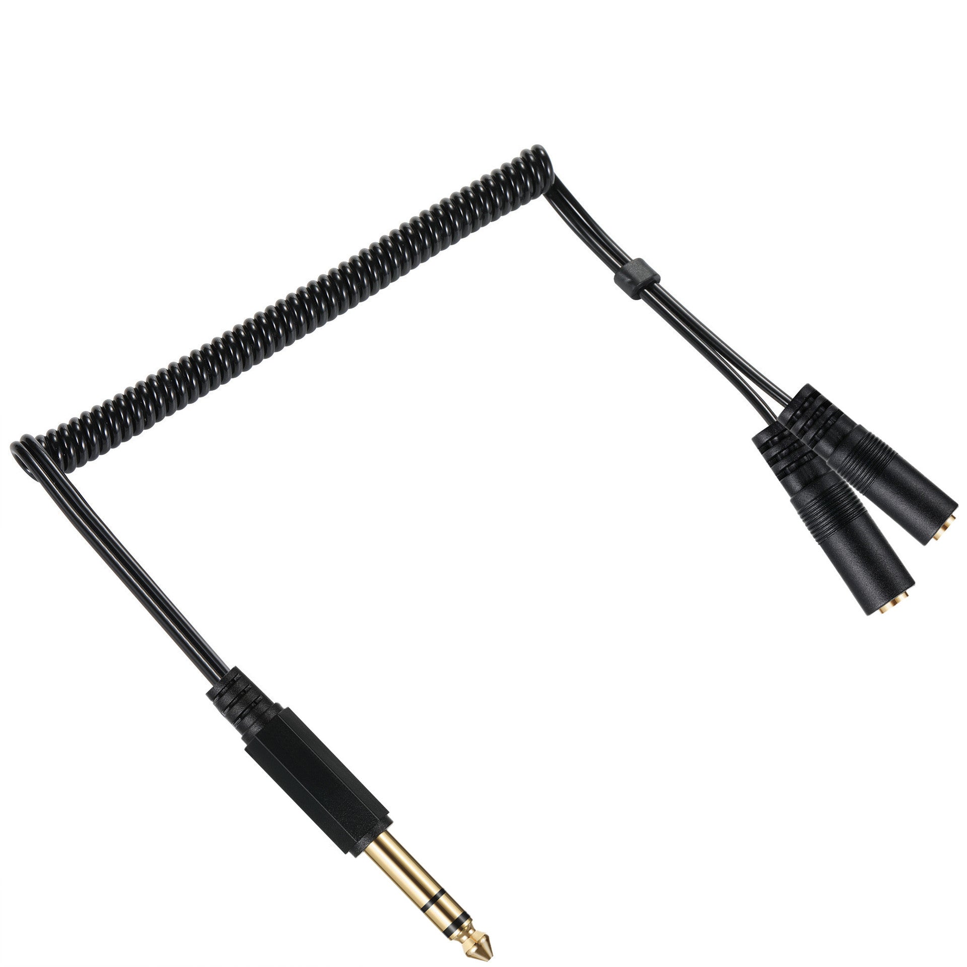 Dual 3.5mm female audio jacks splitter close up