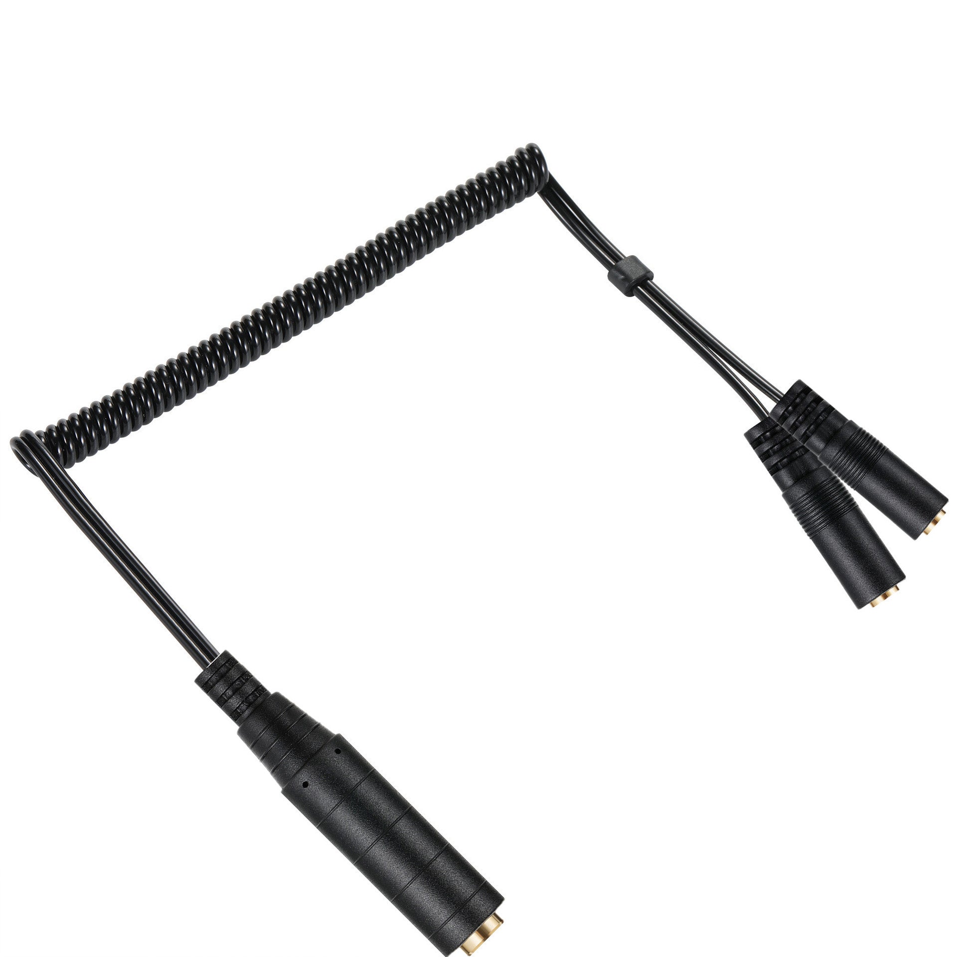 Dual 3.5mm female audio ports splitter close up