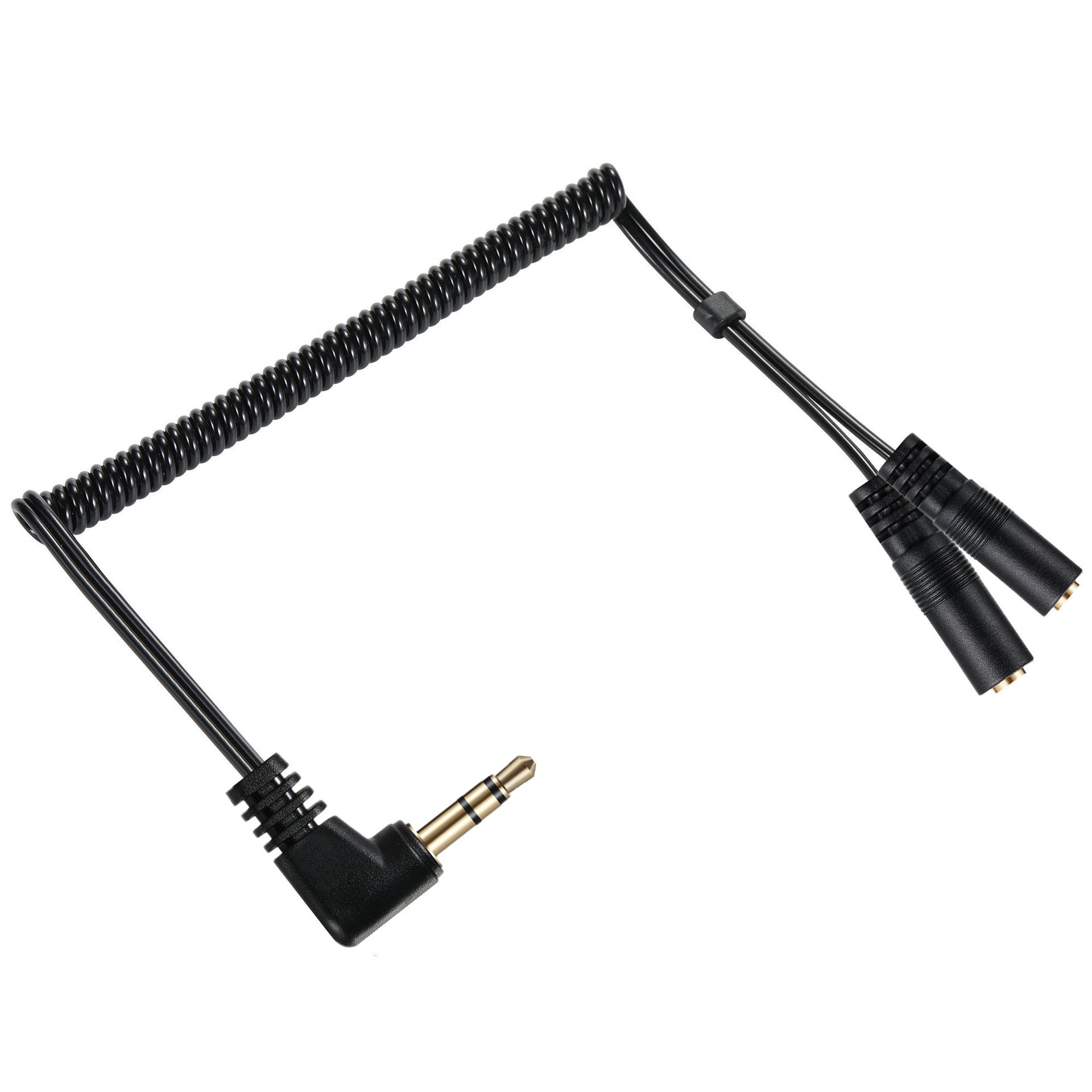 Dual 3.5mm female headphone ports splitter close up