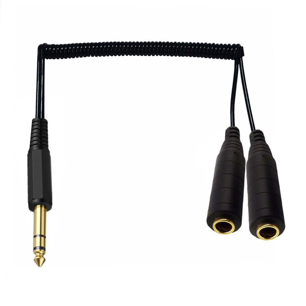 Dual 6.35mm female jack connectors splitter close up