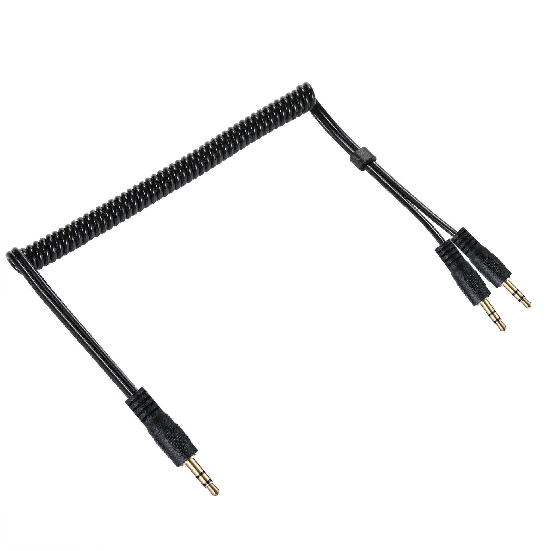 Dual 3.5mm male connectors close up