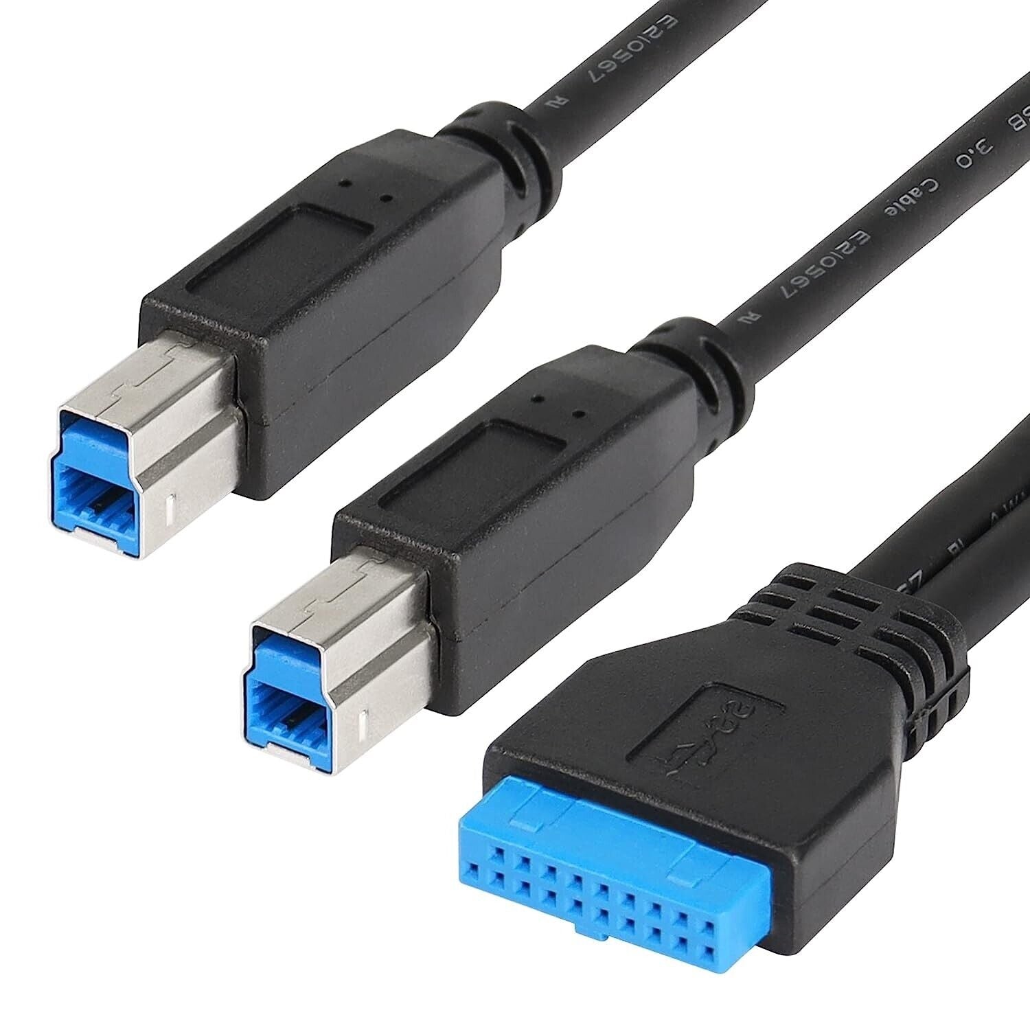 Dual USB Type B USB 3.0 expansion cable with 19 pin connector