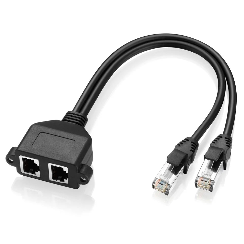 RJ45 Dual Male to Female Ethernet LAN Network Panel Mount Extension Cable 0.5m