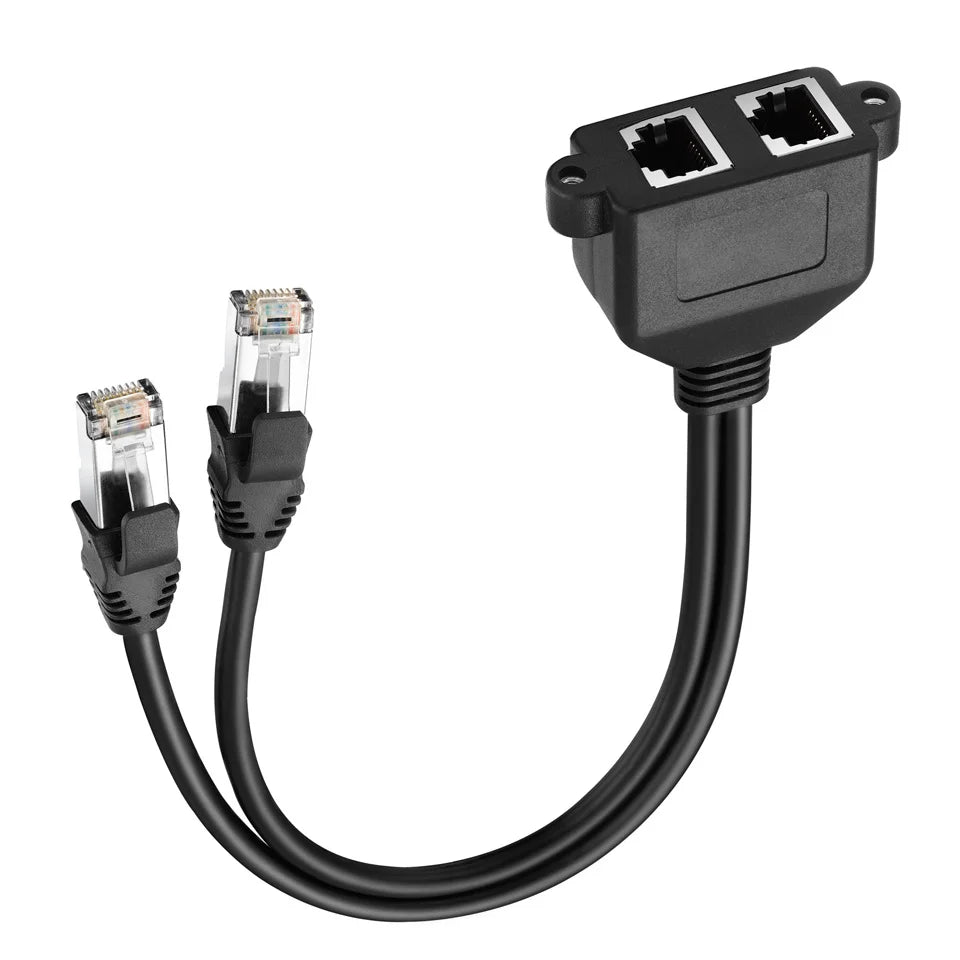 RJ45 Dual Male to Female Ethernet LAN Network Panel Mount Extension Cable 0.5m