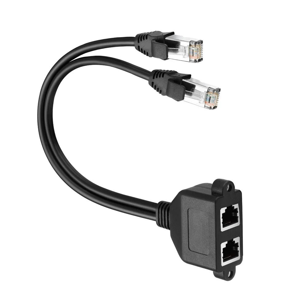 RJ45 Dual Male to Female Ethernet LAN Network Panel Mount Extension Cable 0.5m