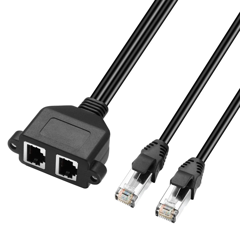 RJ45 Dual Male to Female Ethernet LAN Network Panel Mount Extension Cable 0.5m