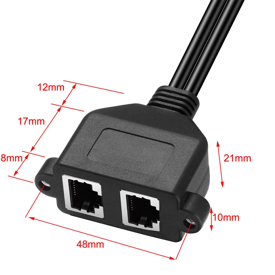 RJ45 Dual Male to Female Ethernet LAN Network Panel Mount Extension Cable 0.5m