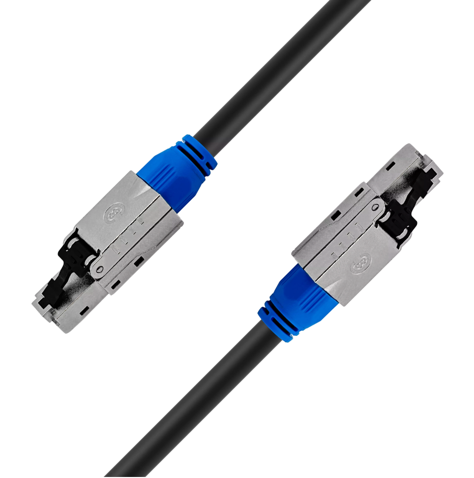 Industrial CAT6A shielded RJ45 10G Ethernet cable with heavy-duty connectors