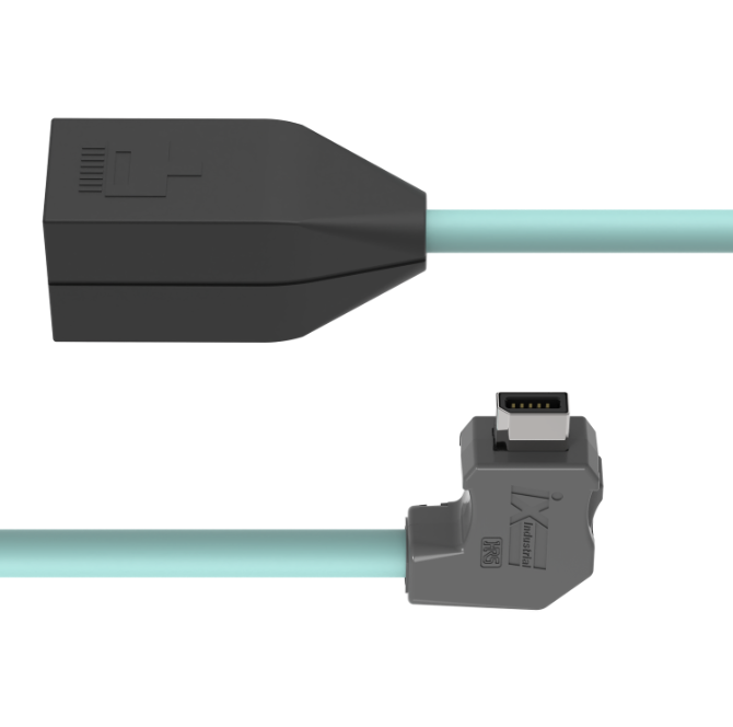 Shielded TPE teal IX industrial Ethernet cable assembly