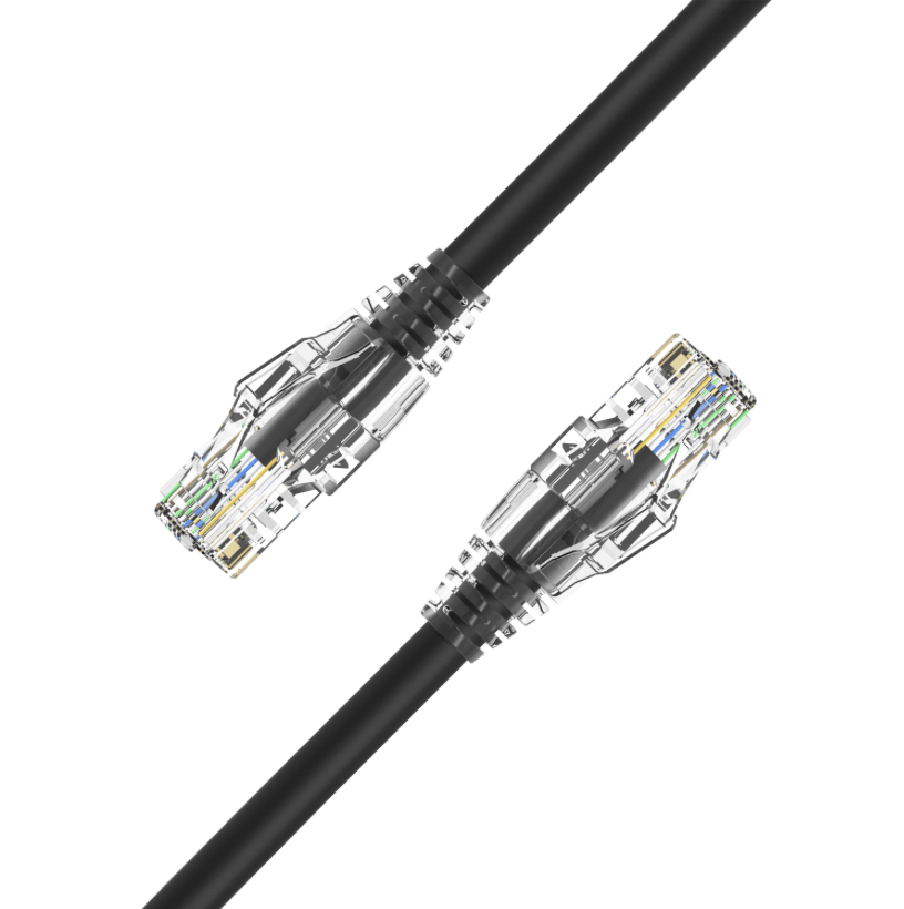 Fast-tracing CAT6A Ethernet patch cable with glass fibre identification