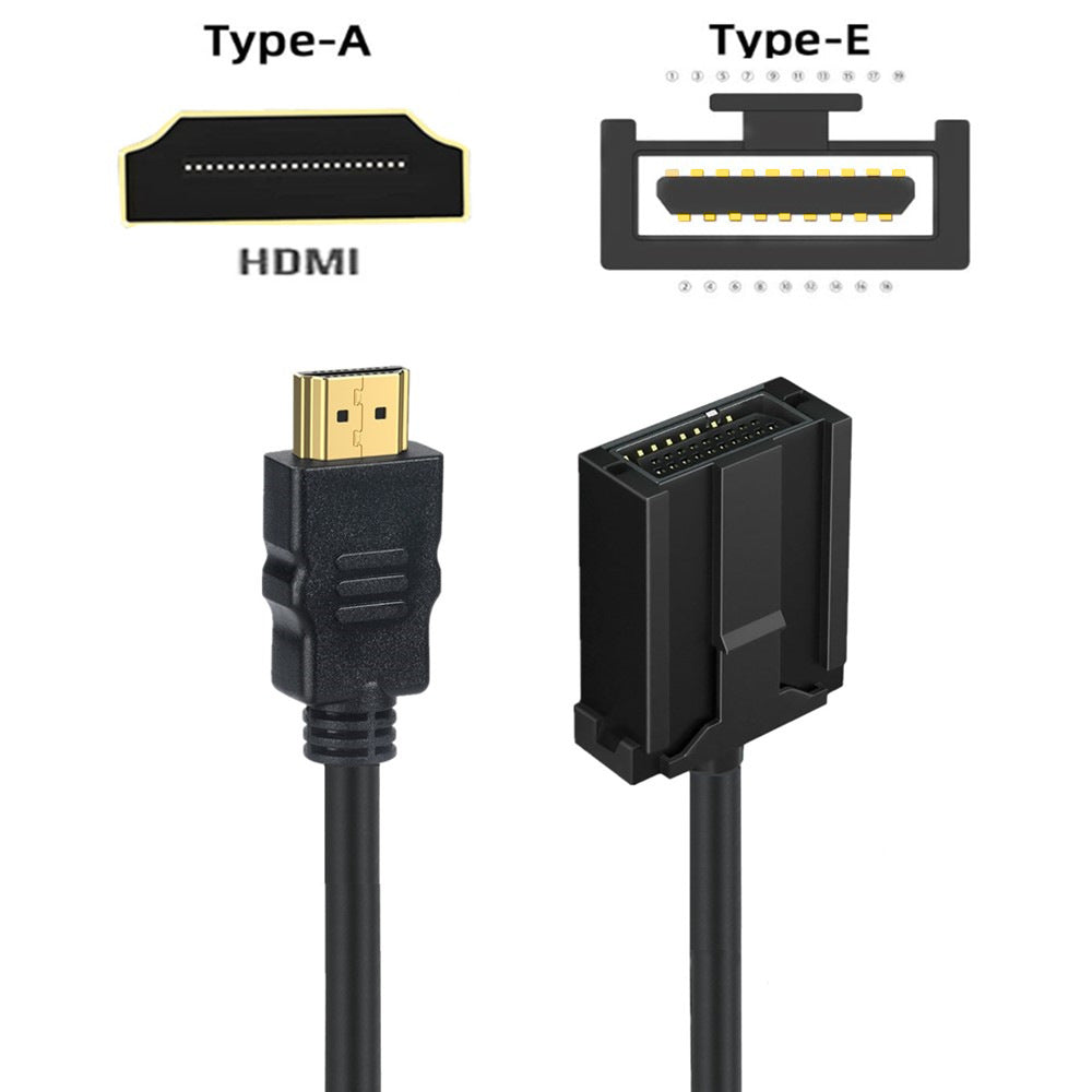 HDMI E Type to HDMI A Type Extension Video Cable for Car Vehicle 1.5m