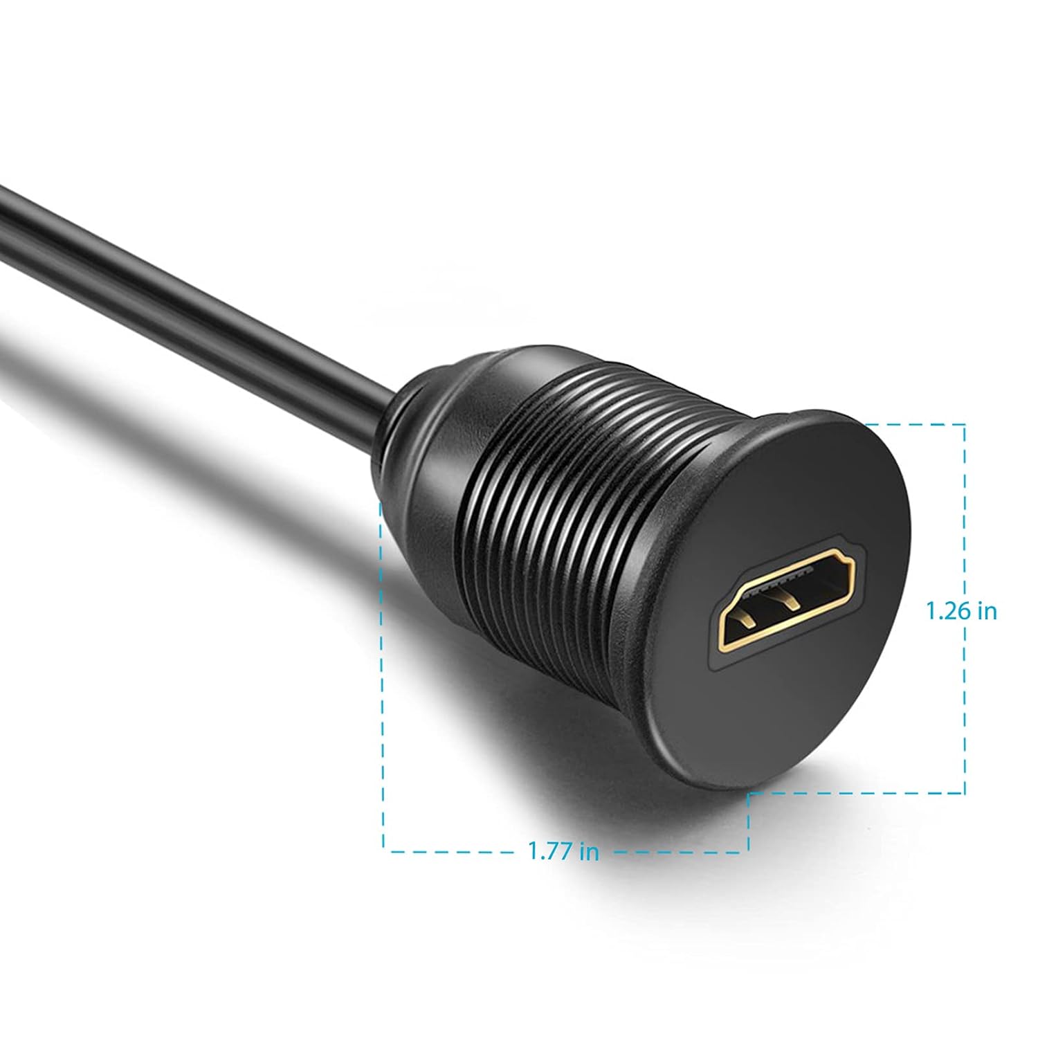 HDMI Male to Female Car Mount Flush Video Extension Cable for Truck Boat Motorcycle Dashboard | Mounting Panel 2m