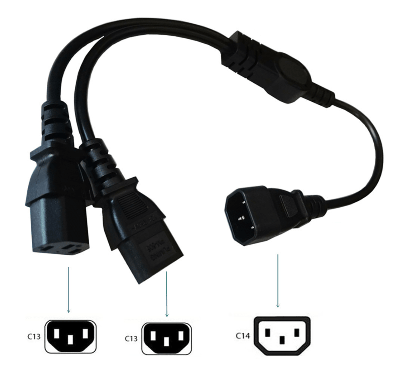 IEC C14 to 2x IEC C13 Y-Splitter Power Lead (0.5m)
