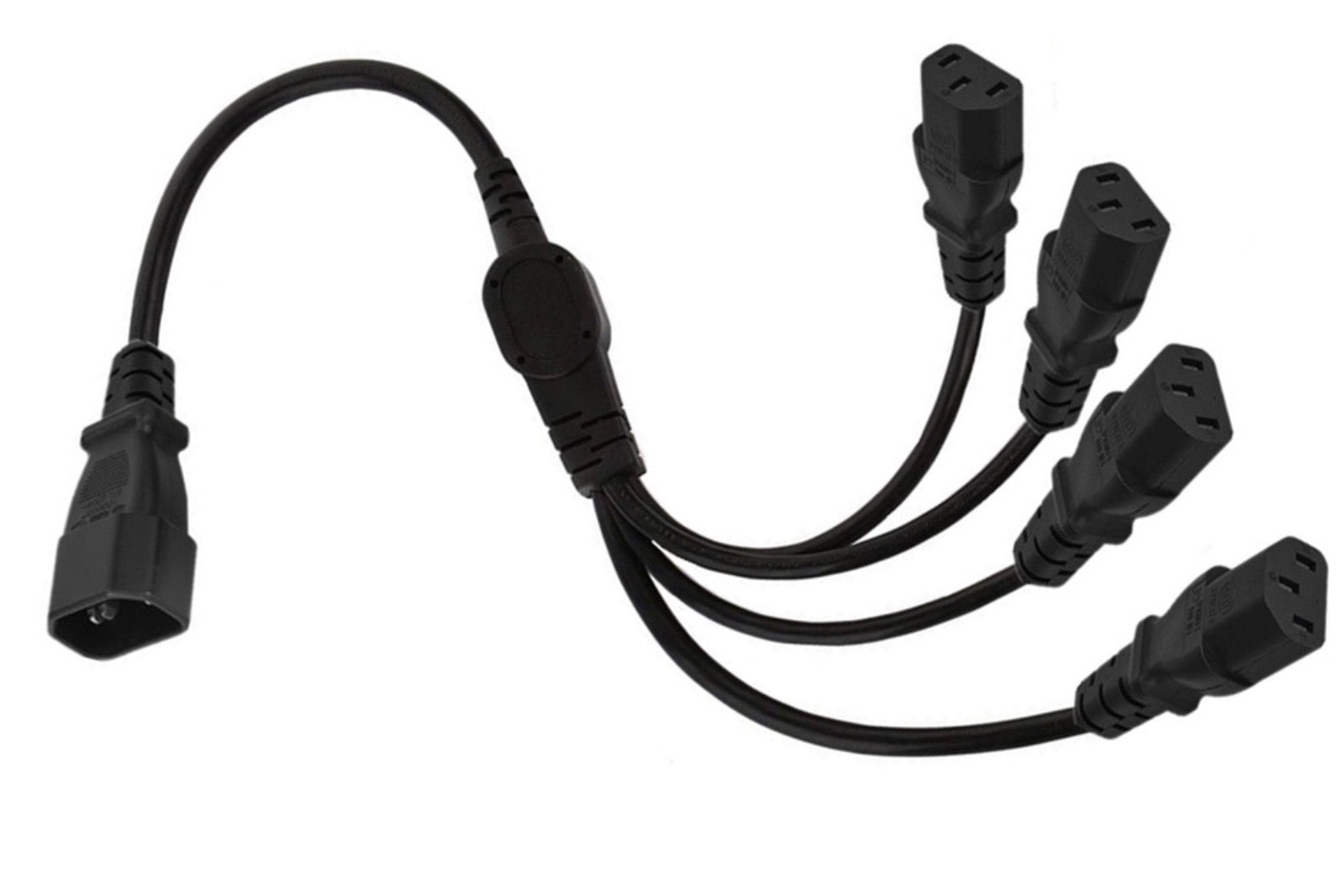 IEC C14 to 4 x IEC C13 power splitter cable with four female outputs