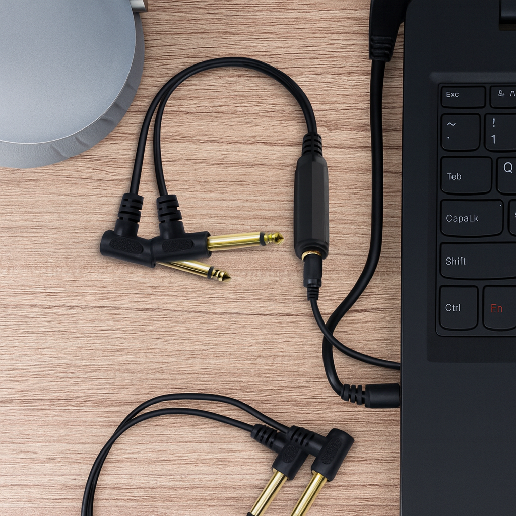 6.35mm TRS Female to Dual 6.35mm TS Male Splitter Cable – 1/4 Inch Stereo to 2 Mono Audio Y Cable for Mixer/Amplifier