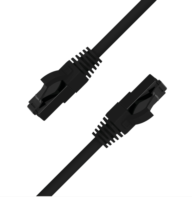 Industrial black CAT6 Ethernet patch cable with ultra-flexible TPE jacket