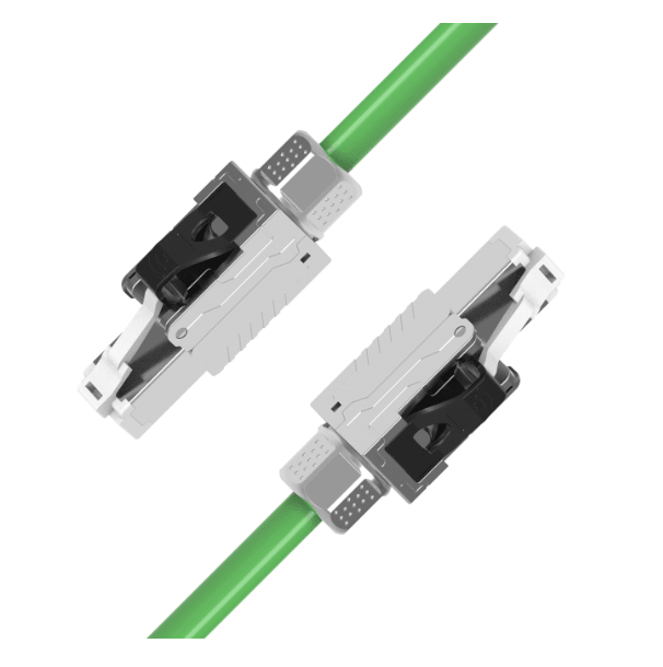 Industrial CAT6A Ethernet cable with field-terminated RJ45 connectors