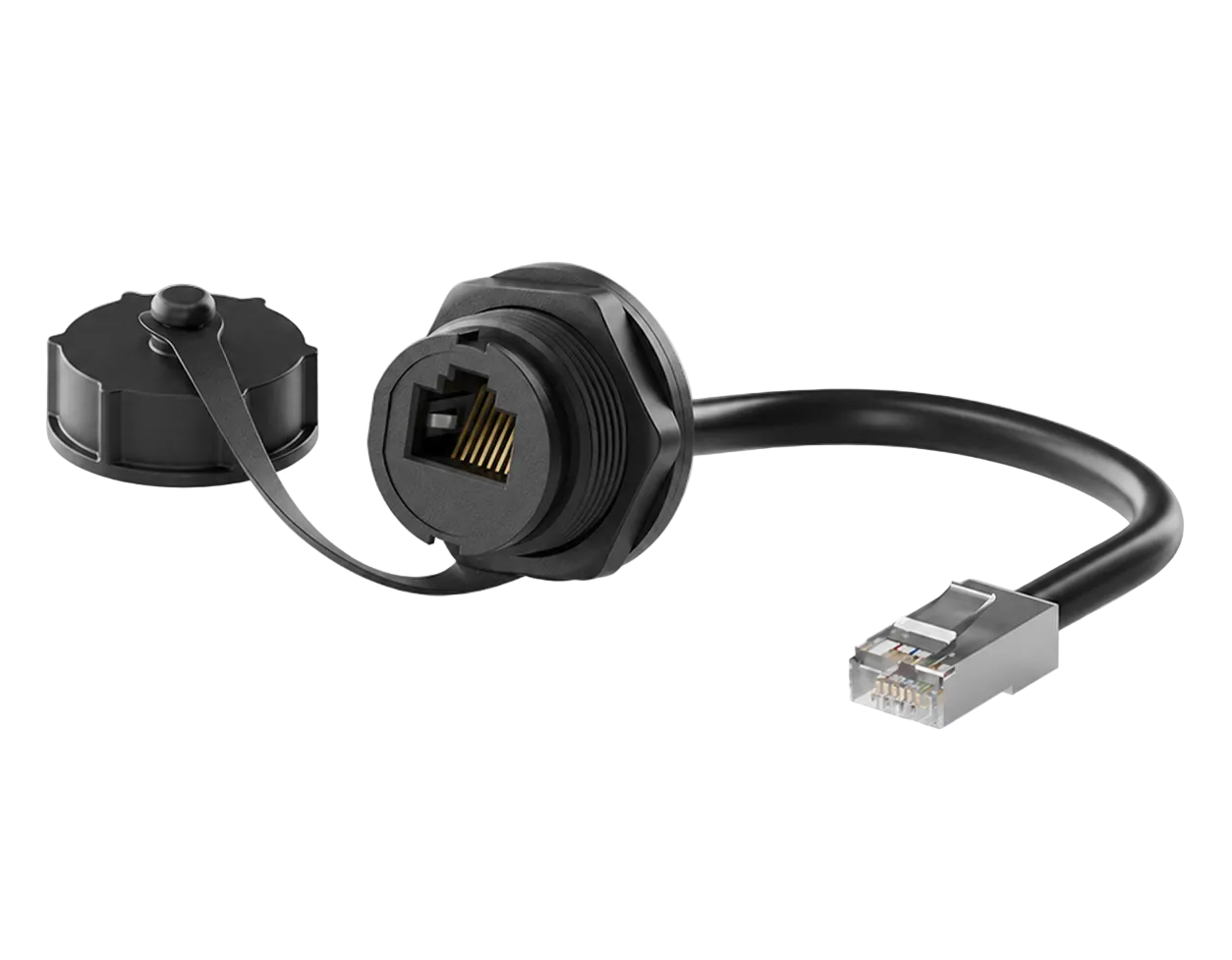 IP67 waterproof RJ45 panel mount Ethernet extension cable