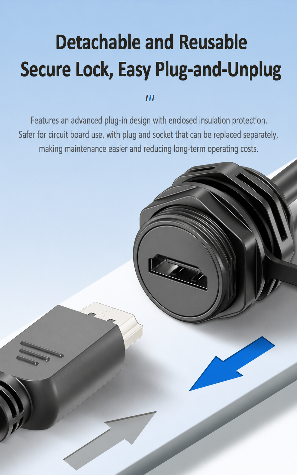IP68 waterproof HDMI panel mount connector