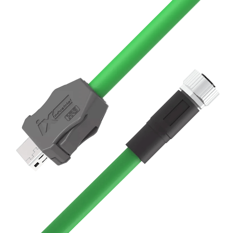 ix Industrial A Key male to M12 D-Code female PUR drag chain Ethernet cable