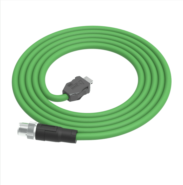 Industrial CAT6A IX A-Key to M12 X-Code male Ethernet cable for automation