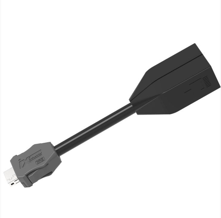 Industrial IX connector to RJ45 female Ethernet cable assembly