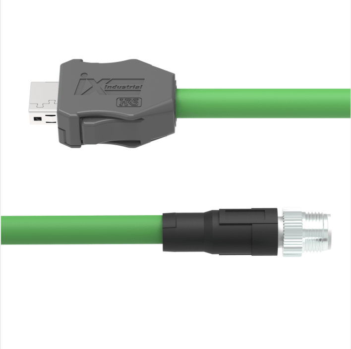 Shielded ix Industrial Ethernet cable with PUR jacket and M12 X-coded straight plug