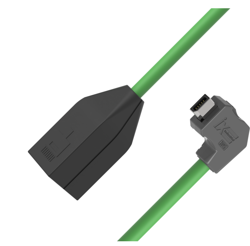 ix A-key down-angled to RJ45 female CAT6A industrial Ethernet cable