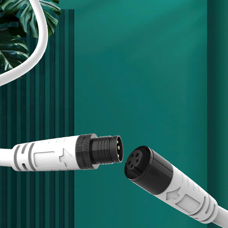 M10 IP67 LED connector white cable side view