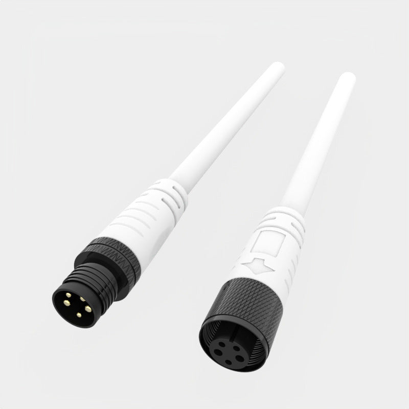 M10 5 pin waterproof LED connector with white silicone cable