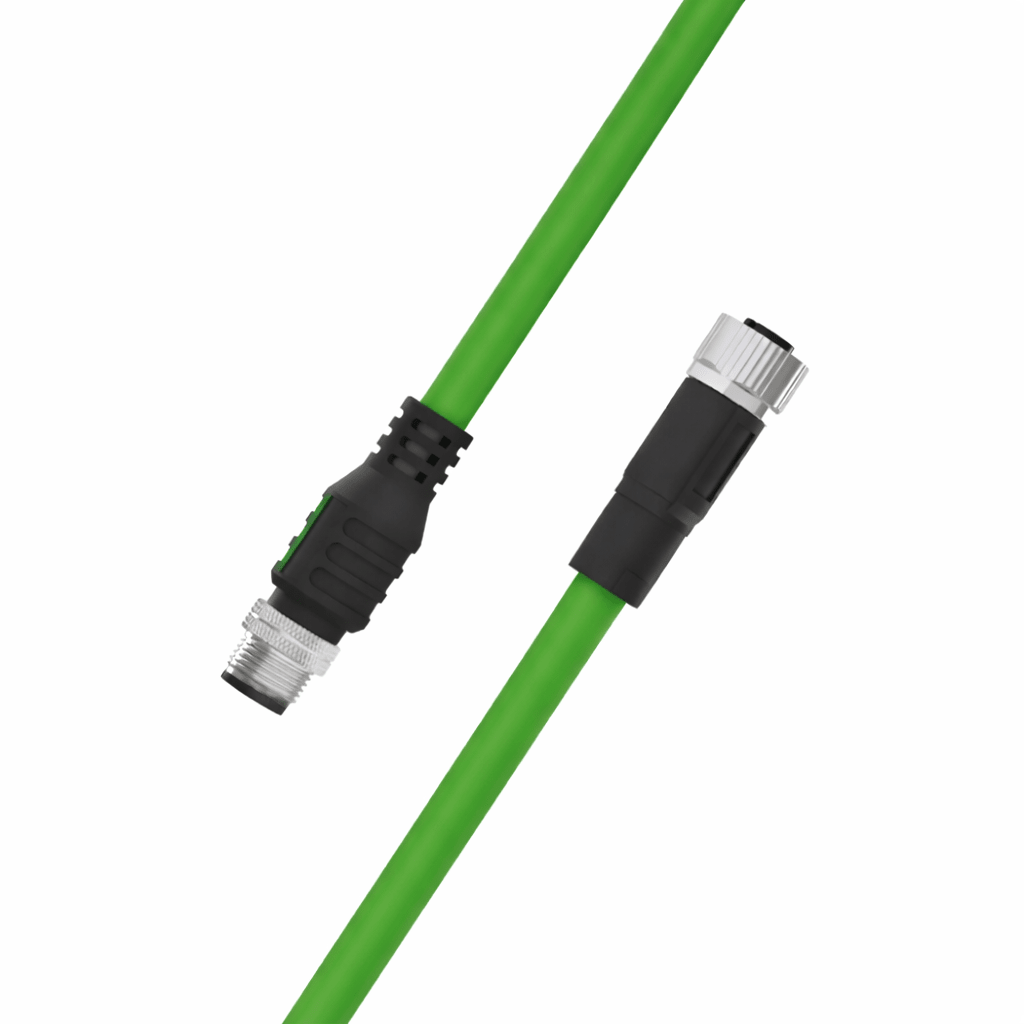 M12 A-coded male to female 3-pin shielded PUR sensor cable