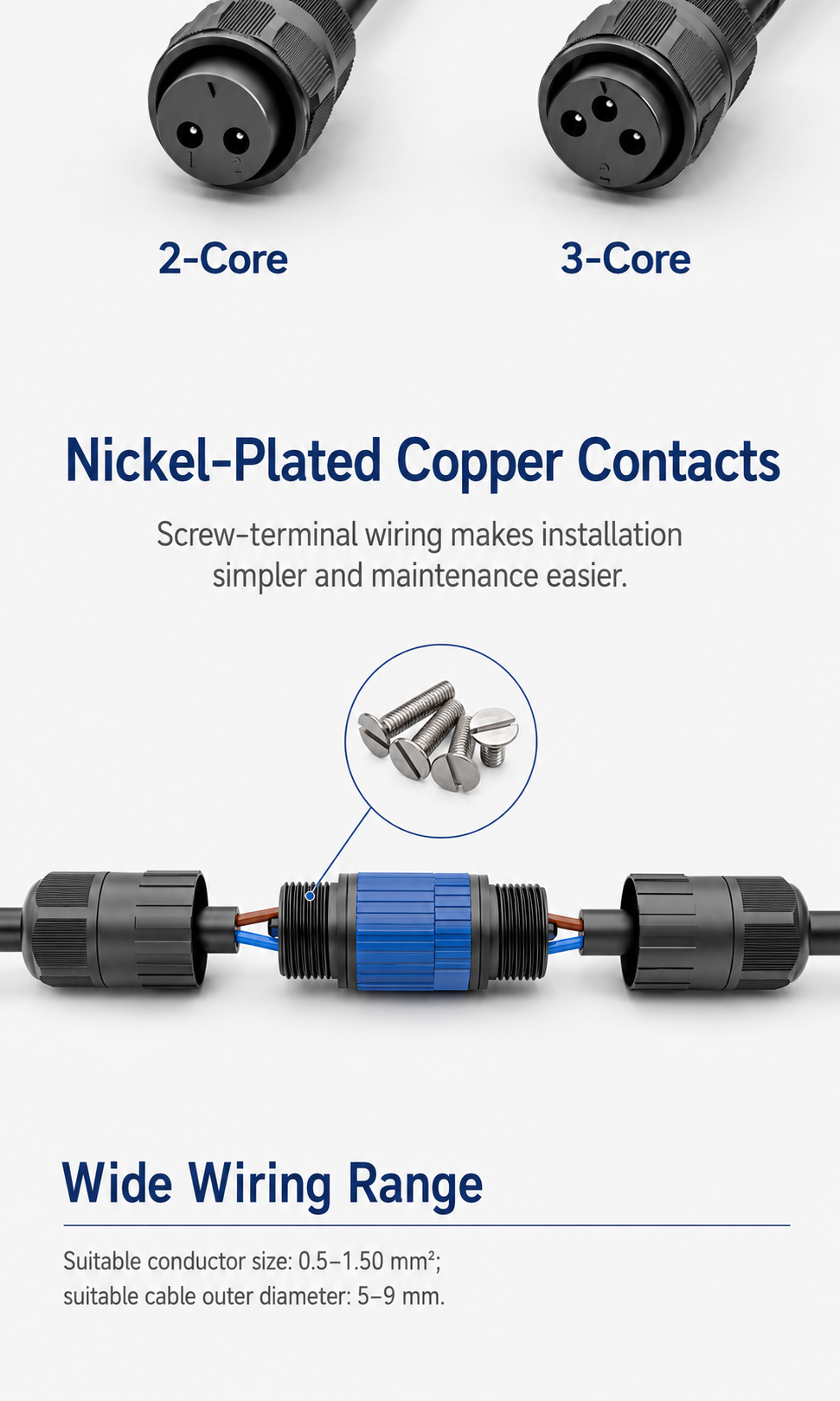 M15 male and female waterproof connector