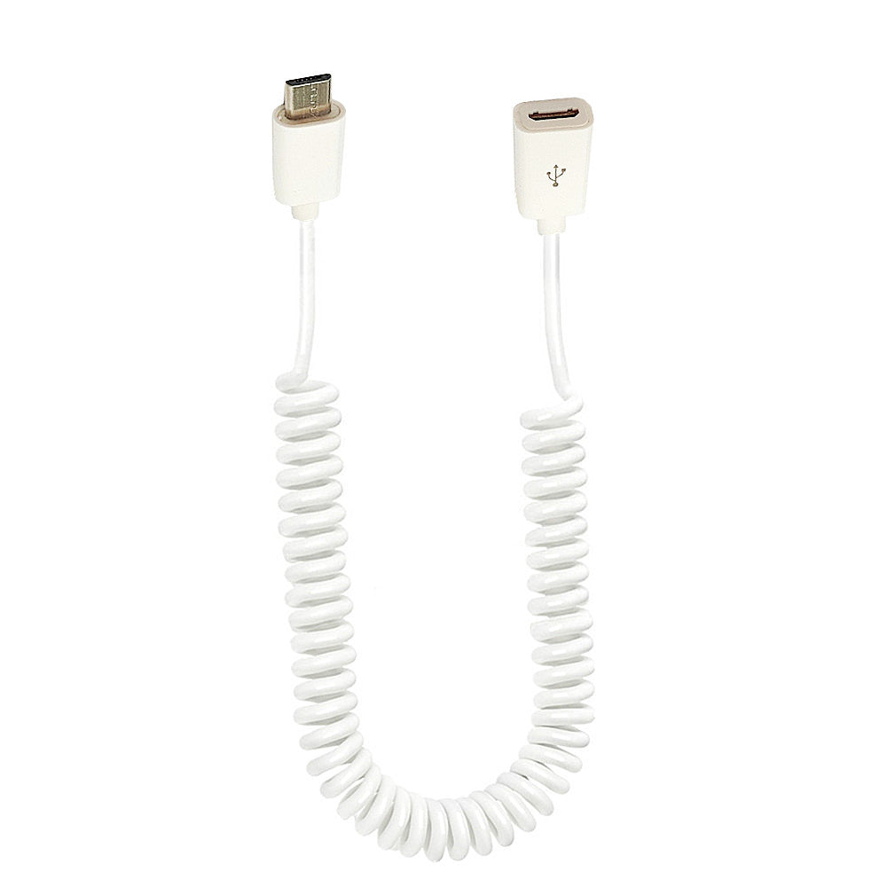 Micro USB coiled extension cable white 1m