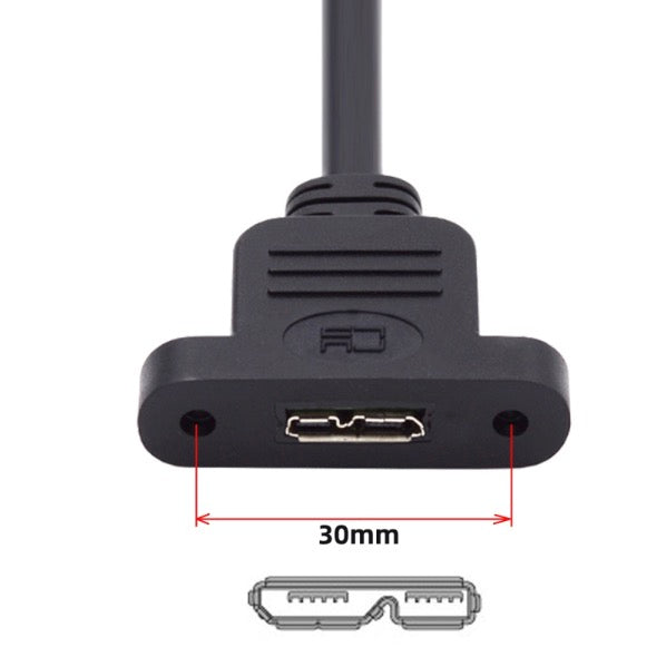 Micro USB female panel mount connector with screw holes