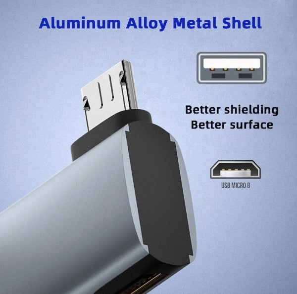 Micro USB left-angle OTG adapter with USB 2.0 female port