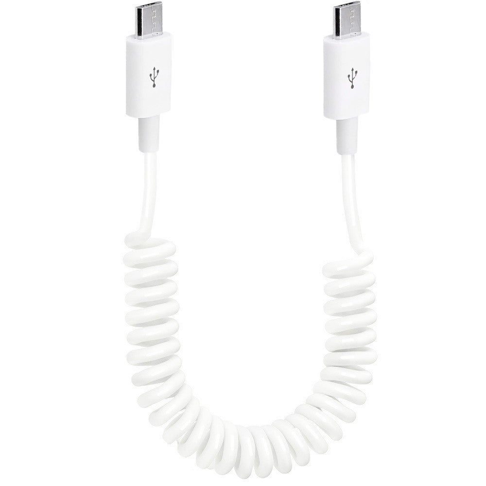 Micro USB male to male OTG coiled cable white