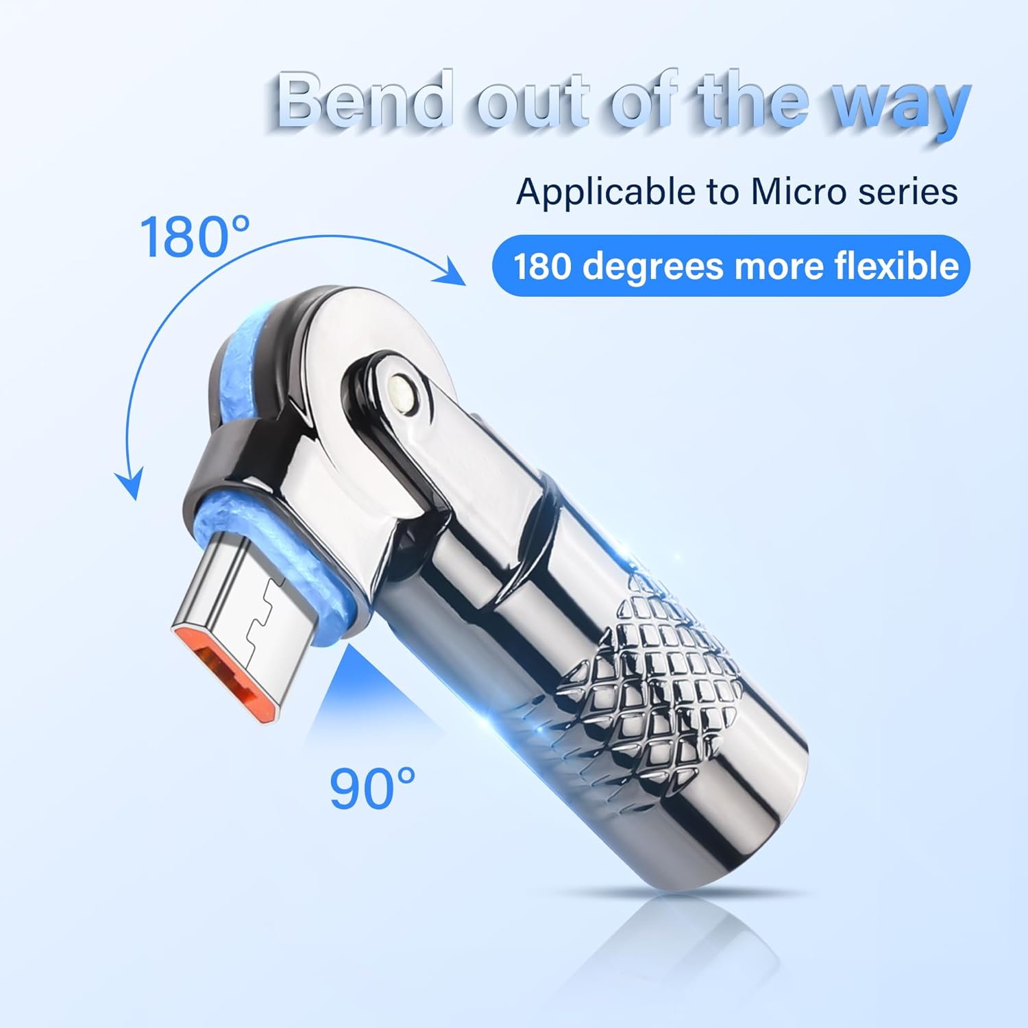 Micro USB Adapter, Micro 5Pin Male to Female 180 Degree Rotation Converter