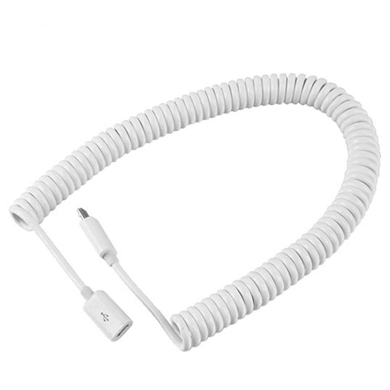 Micro USB B 5 Pin Male to Female Coiled Charging Extension Cable 3m